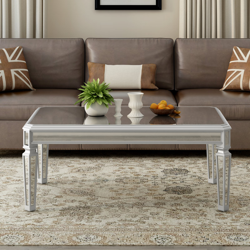 House of Hampton® Jakobson Mirrored Top Glass Coffee Table Wayfair